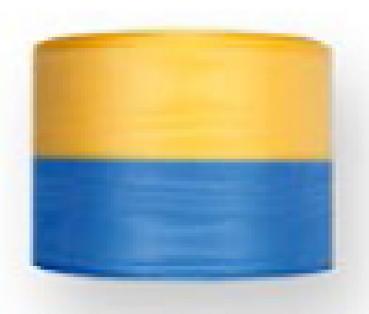 Schärpenband, gelb-blau, 125 mm, 19 m