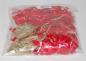 Preview: Schleife mit elastischem Zugband breit, gold, 2-flüglig rote Schleife, 40 cm, 100 Stück