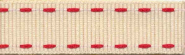 Stitched Grossgrain creme/rot