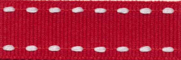 Stitched Grossgrain rot/weiß