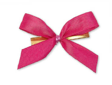 Fertigschleifen aus Satintband mit Clip, 25 mm, pink, 50 Stück