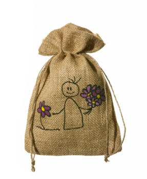 100 x Jute DEKO-SÄCKCHEN Blume, 18  x 25 cm