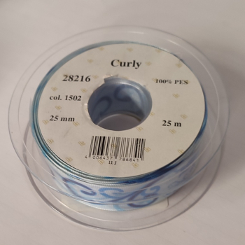 Preview: Curly Drahtkante, 25 mm, blau, 25 m