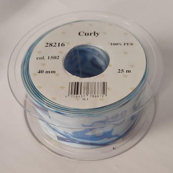 Preview: Curly Drahtkante, blau, 40 mm, 25 m