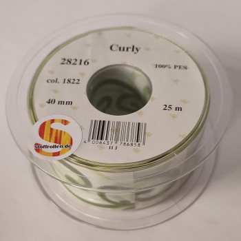 Preview: Curly Drahtkante, 40 mm, grün, 25 m