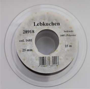 Textilband "Lebkuchen", braun, 25 mm, 25 m