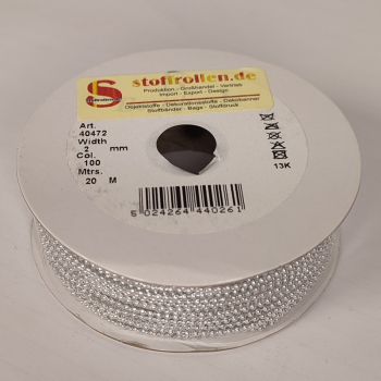 Preview: Perlen-Zugband "micro bead string" ,silber, 2 mm breit