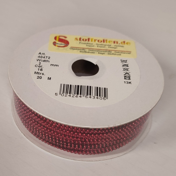 Preview: Perlen-Zugband "micro bead string", rot, 2 mm breit
