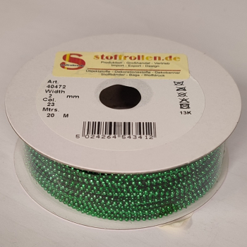Preview: Perlen-Zugband "micro bead string", smaragd, 2 mm breit