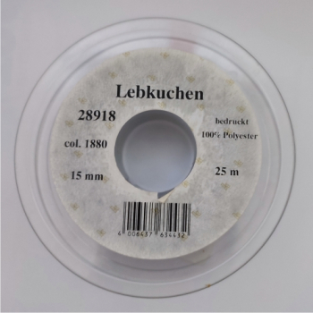 Preview: Geschenkband "Lebkuchen", grün, 15 mm, 25 m