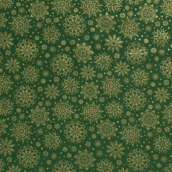 Baumwolle Popeline Stoff bedruckt und foliendruck Weihnacht Eisblumen Grün, 145 cm, 12 m