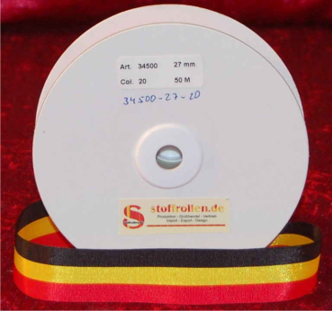 Nationalband, Belgien, schwarz-gold-rot, 27 mm, 50 m