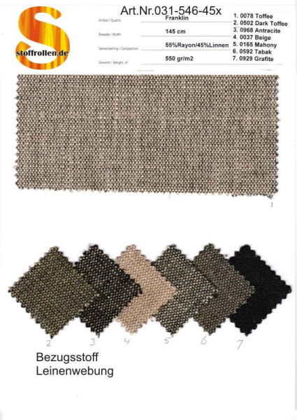Franklin, Bezugsstoff, Toffee