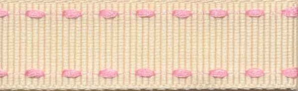 Stitched Grossgrain creme/rosa