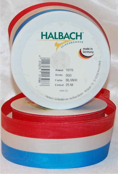 Nationalband, blau-weiss-rot, 50 mm, 25 m