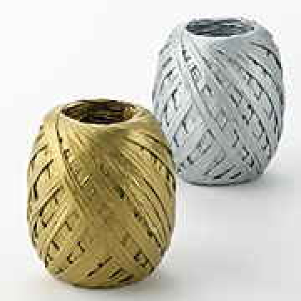 X-Mas-Raffia silber, Eiknäuel, 7 mm, 30 m