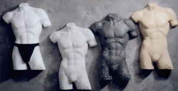 Herren-Torso, flach, weiß 4 Stück
