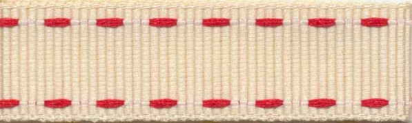 Stitched Grossgrain creme/rot