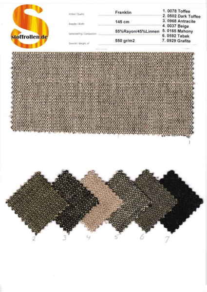 Franklin, Bezugsstoff, dunkel Toffee