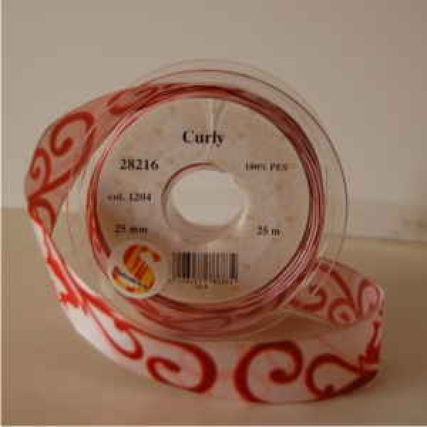 Curly Drahtkante, 25mm, rot, 25m