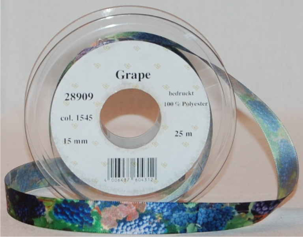 Geschenkband "Grape", blau, Breite: 15 mm