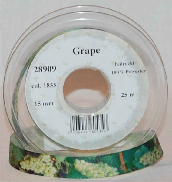 Geschenkband "Grape", grün, Breite: 15 mm