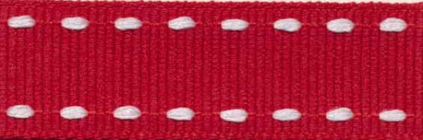 Stitched Grossgrain rot/weiß