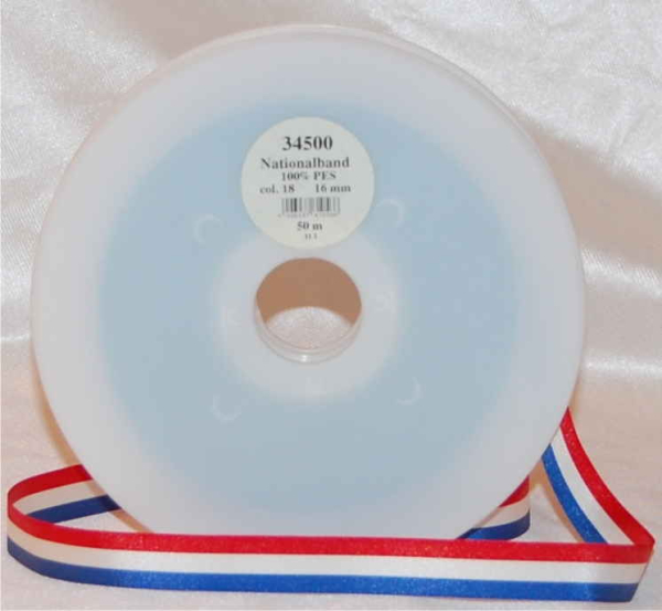 Nationalband, blau-weiss-rot, 18, 16 mm, 50 m