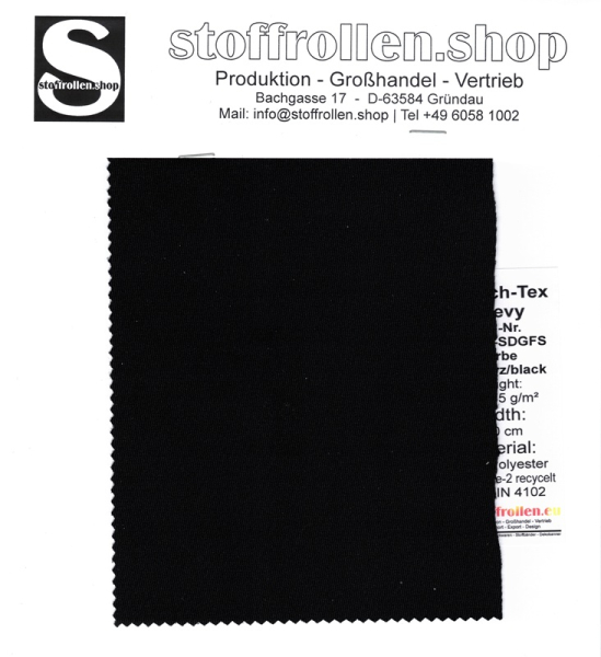 Stretchtex, B1 schwer entflammbar 310 cm breit, schwarz, Musterkarte