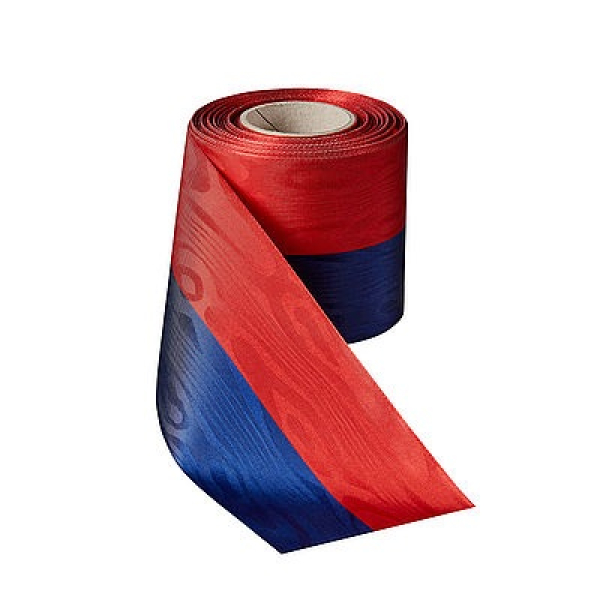 Nationalband Moiré blau-rot, 150 mm x 25 m