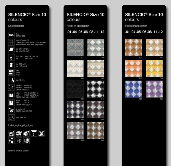 SILENCIO 10, Musterkarte