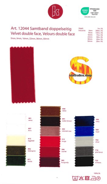 Doppelseitiges Samtband, 16 mm x 75 m