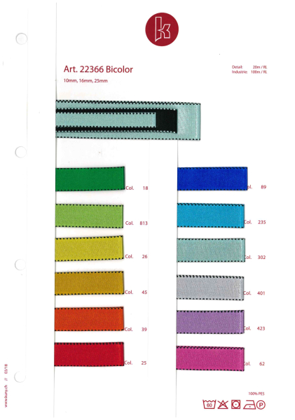 Bicolor Sample card