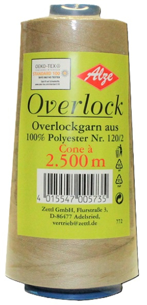 4 x Overlockgarn auf 2500m - X-Wickel, hellbraun