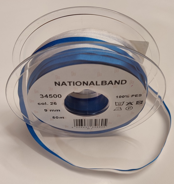 Nationalband - blau-weiss, 9 mm, 50 m