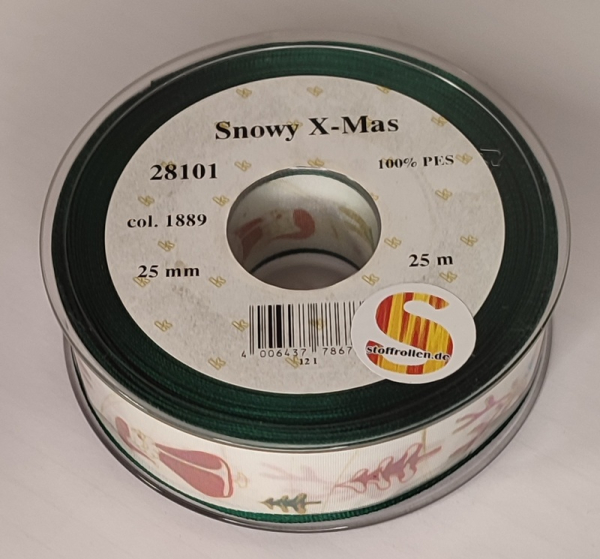 Snowy X-Mas, 25 mm, grün, 25 m