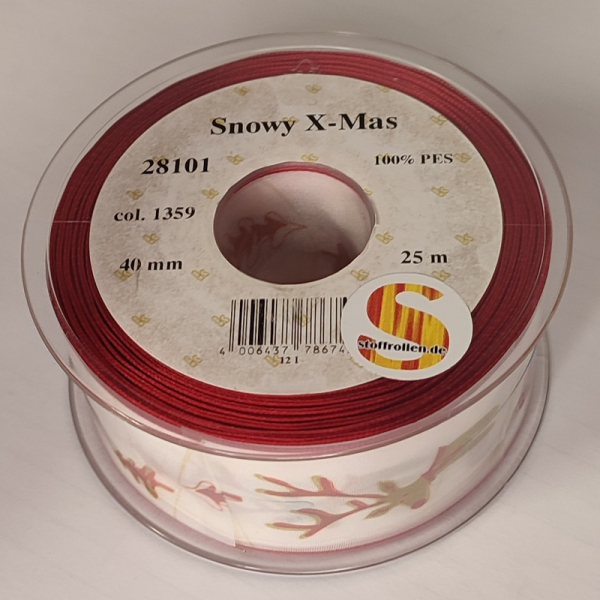 Snowy X-Mas, 40 mm, rot, 25 m