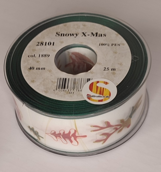 Snowy X-Mas, 40 mm, grün, 25 m