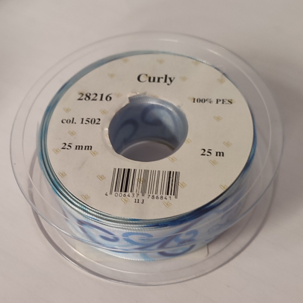 Curly Drahtkante, 25 mm, blau, 25 m