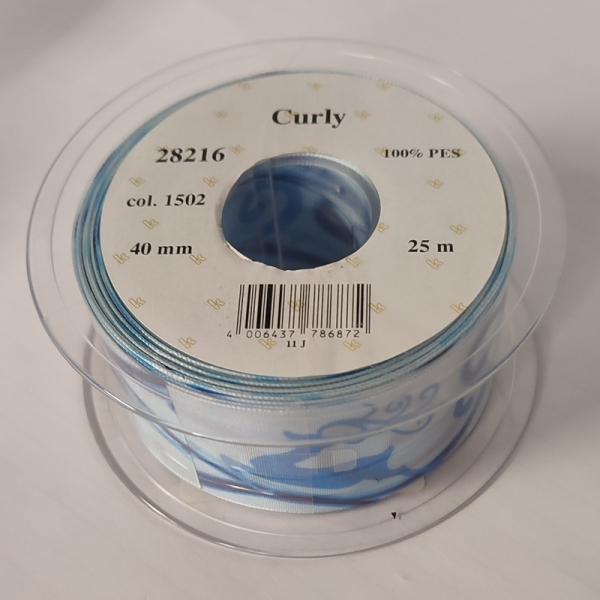 Curly Drahtkante, blau, 40 mm, 25 m