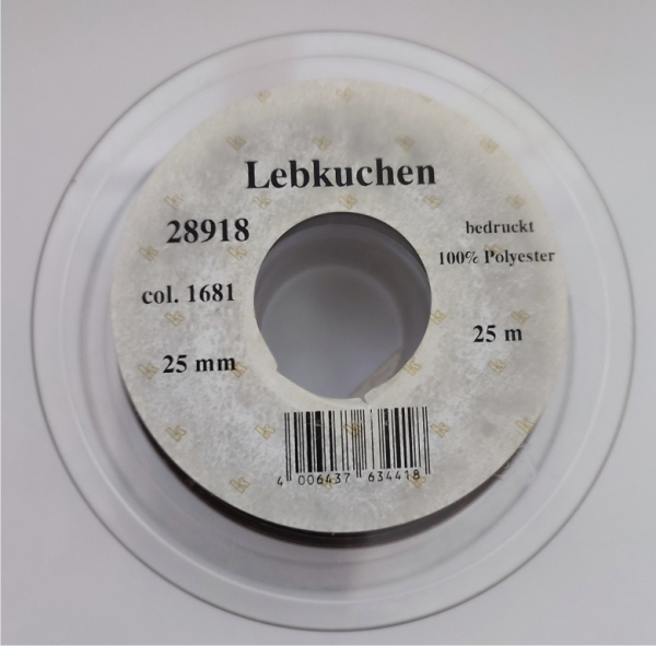 Textilband "Lebkuchen", braun, 25 mm, 25 m