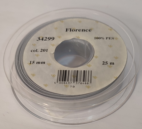 Florence, silber, 15 mm breit, 25 m
