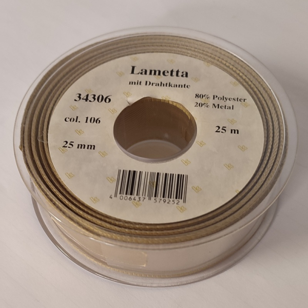 Lametta, gold, 25 mm, 25 m