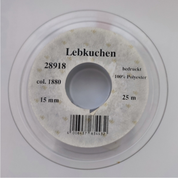 Geschenkband "Lebkuchen", grün, 15 mm, 25 m