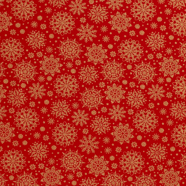Baumwolle Popeline Stoff bedruckt und foliendruck Weihnacht Eisblumen Rot, 145 cm, 12 m