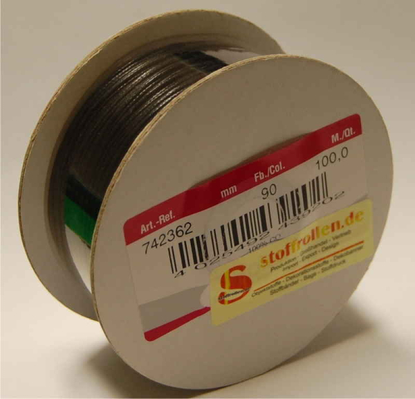 Baumwollkordel gewachst, 1,0 mm stark, schwarz