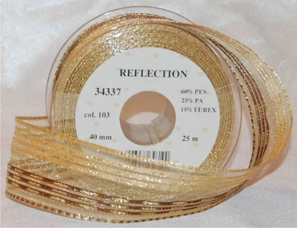 Reflection, beige/braun mit Gold, 40 mm, 25 m