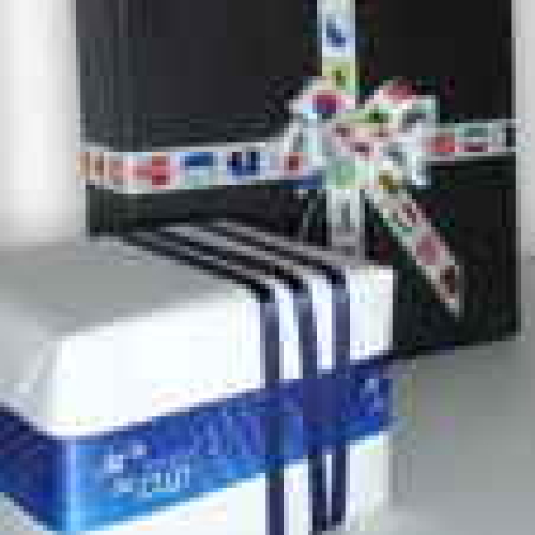 Satin ribbon with thermal transfer printing