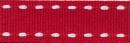 Stitched Grosgrain, rot/weiß 15 mm breit, 15m